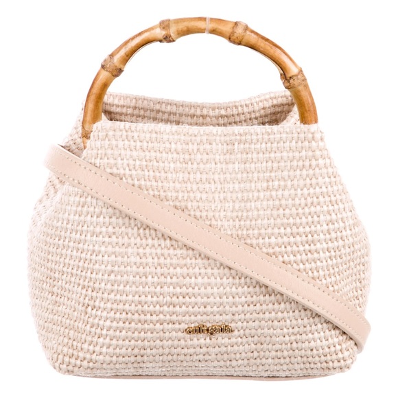 Cult Gaia Beige Woven Handbag with Bamboo Handle - Picture 7 of 9